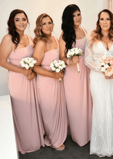 Cara | Exquisite Sheath Faux - Wrap Pink Chiffon Maxi Bridesmaid Dress with Slit and One Shoulder - Price #price_variant_lowest# - Pink - PromDressClub